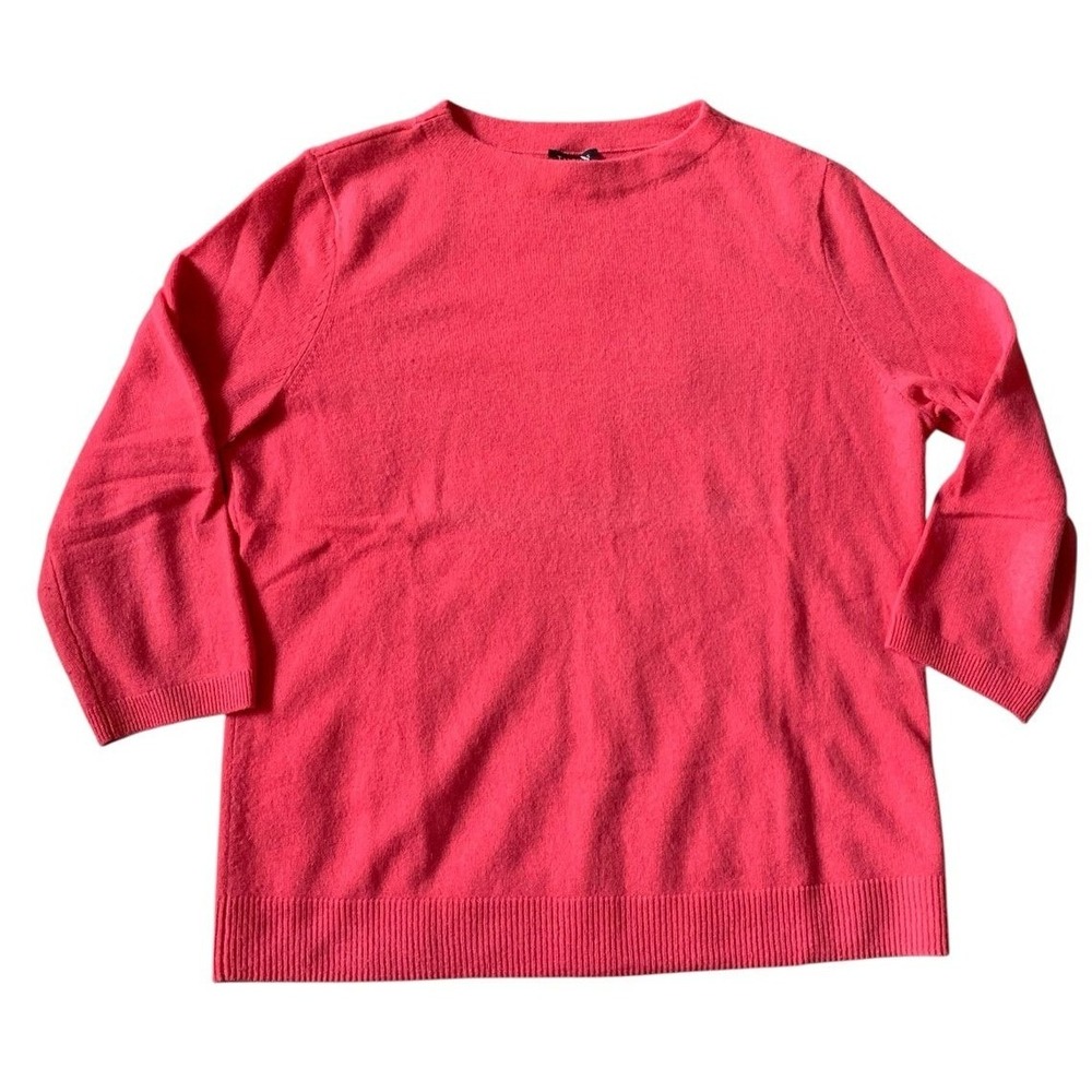 Talbots Sweater Large‎ Pink 100% Cashmere 3/4 Sleeve Crewneck Quiet Luxury L